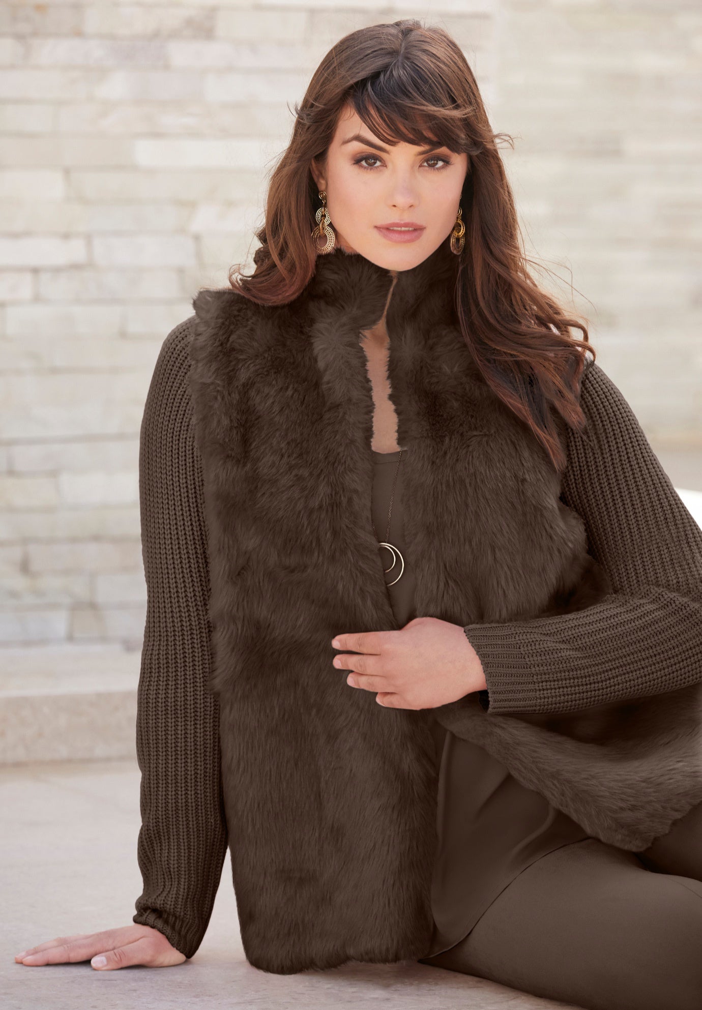 Faux Fur Cardigan Sweater image number 0