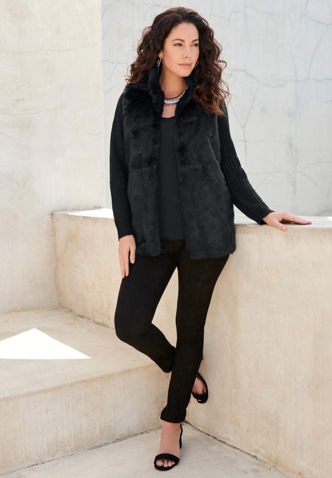 Faux Fur Cardigan Sweater image number 0