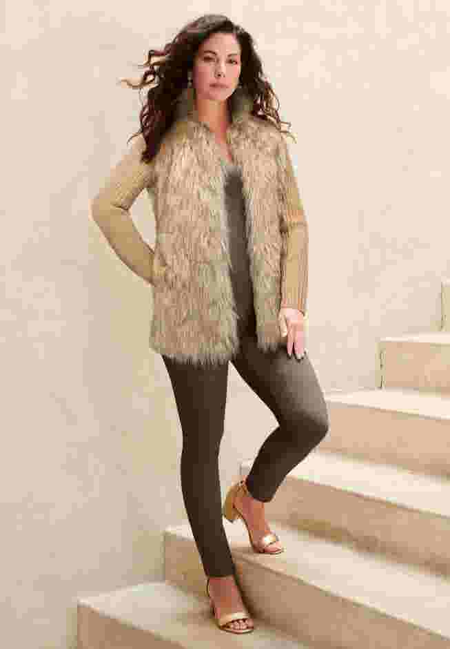 Faux Fur Cardigan Sweater image number 0