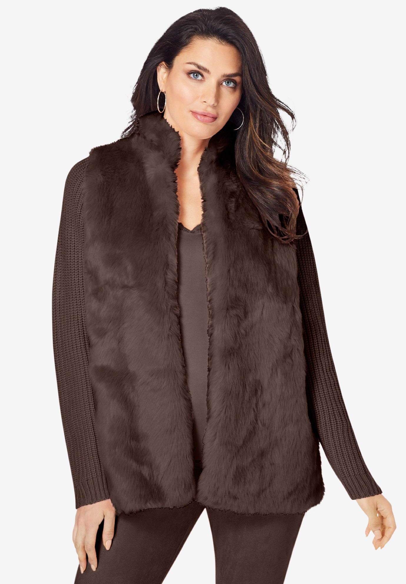 Faux Fur Cardigan Sweater image number 2