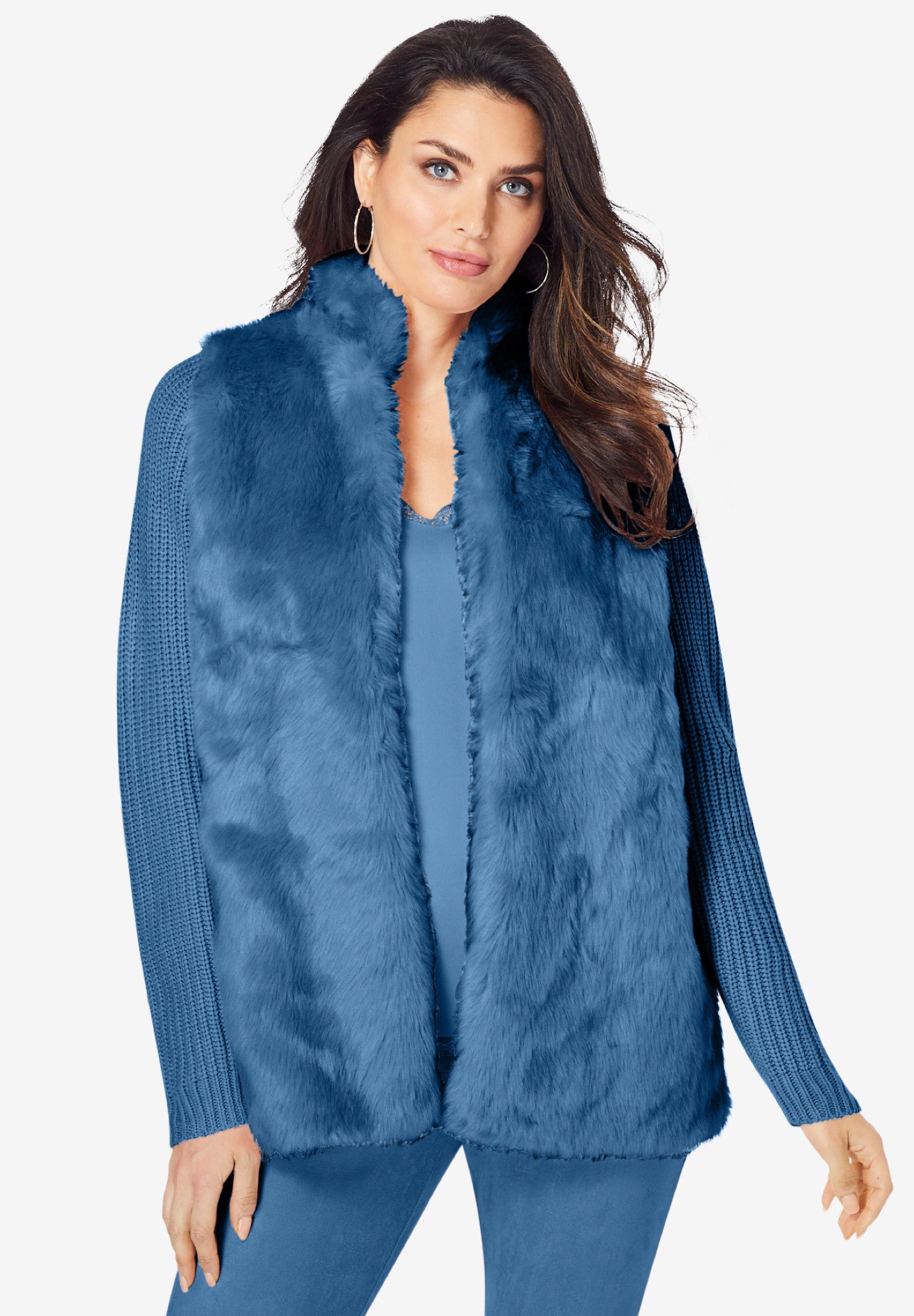 Faux Fur Cardigan Sweater image number 1