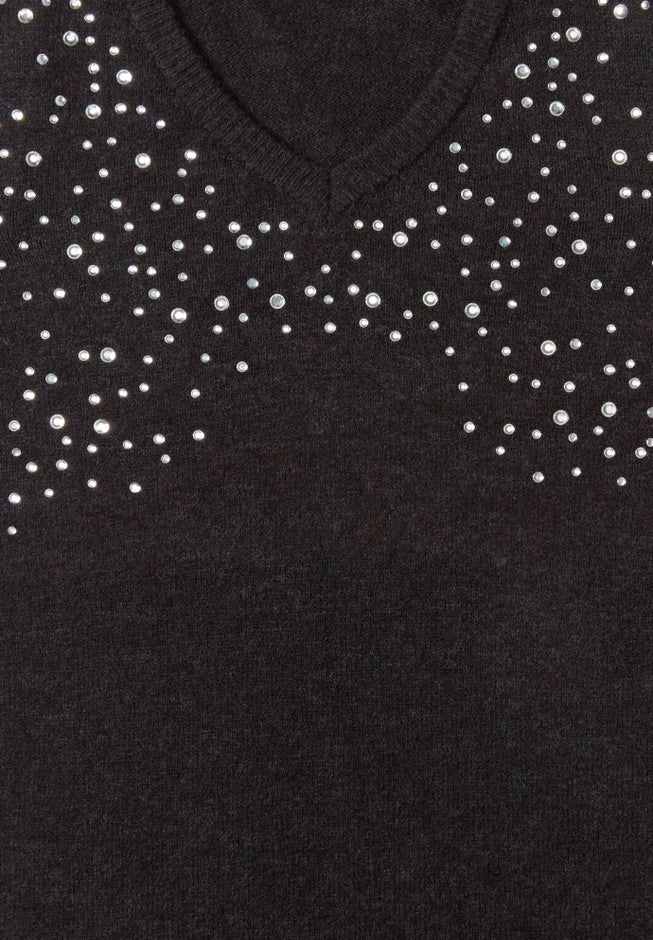 Embellished Pullover Sweater with Blouson Sleeves image number 1