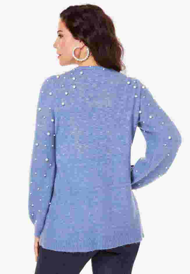 Embellished Pullover Sweater with Blouson Sleeves image number 1