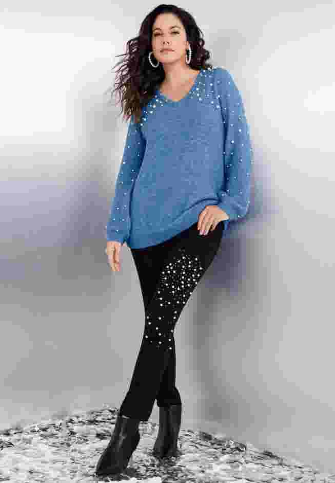 Embellished Pullover Sweater with Blouson Sleeves image number 3