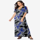 Stretch Knit Cold Shoulder Maxi Dress image number null