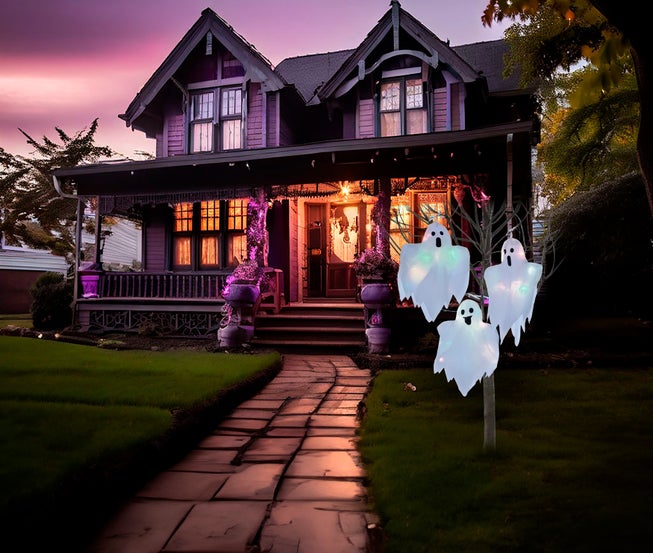 Set of 3 Pre-Lit Hanging Ghosts image number null