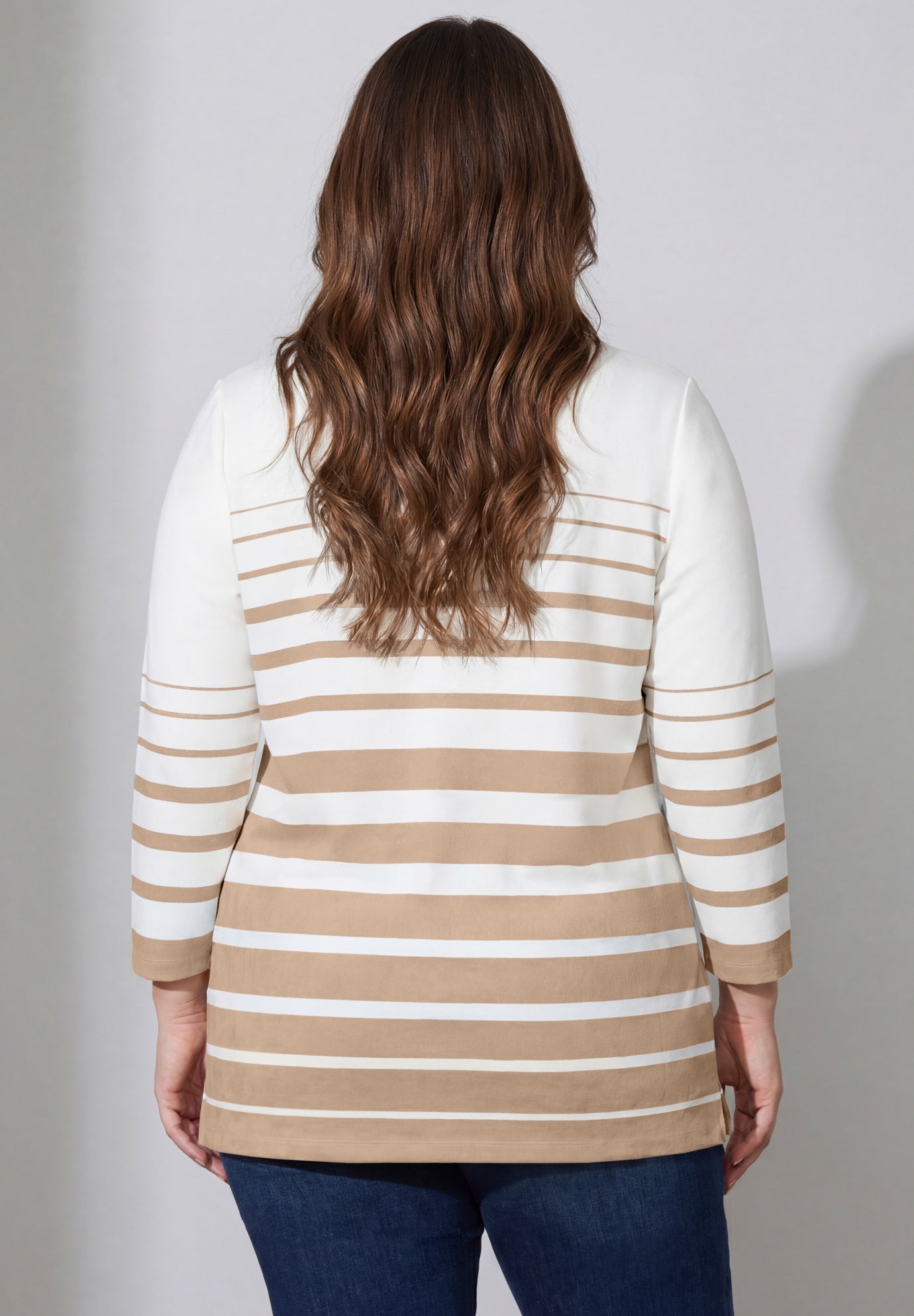 Stretch Cotton Lace-Up Boatneck Tunic image number 1