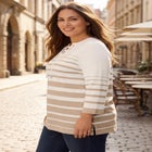 Stretch Cotton Lace-Up Boatneck Tunic image number null