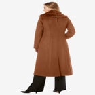 Long Wool-Blend Coat with Faux Fur Collar image number null