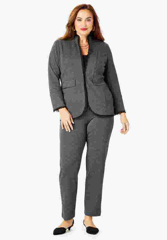 2-Piece Ponte Pantsuit with Ruffle Trim image number 1