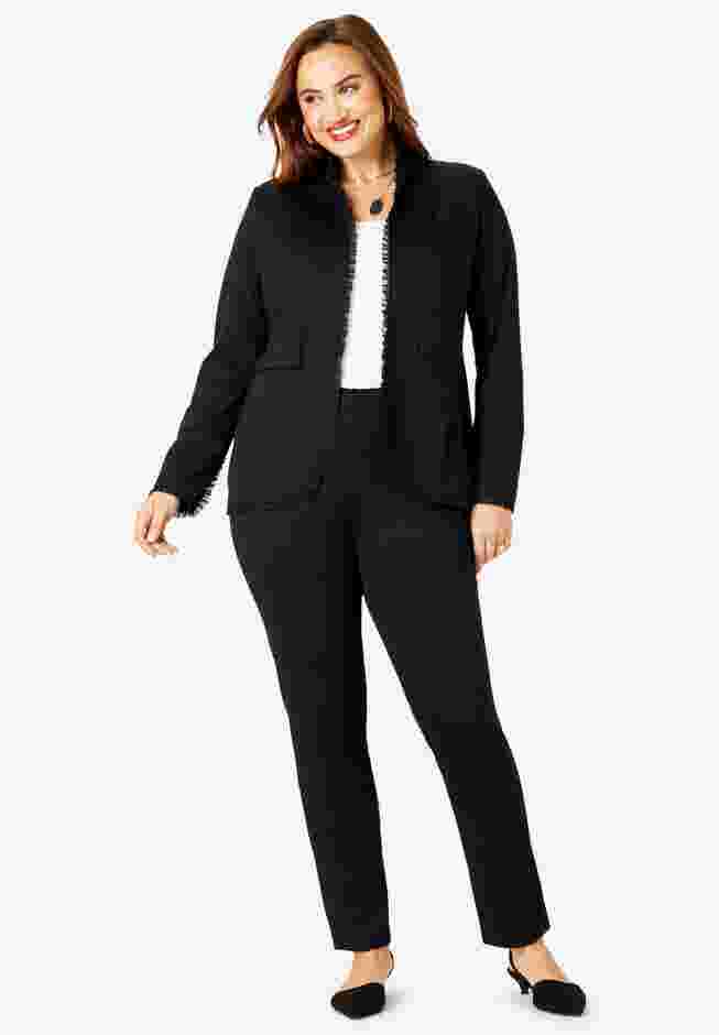 2-Piece Ponte Pantsuit with Ruffle Trim image number 0