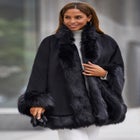 Faux Fur Trim Wool Cape image number null