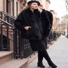 Faux Fur Trim Wool Cape image number 0
