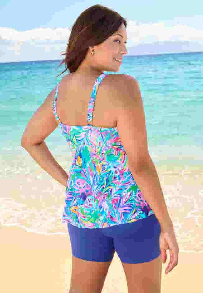 Mesh-Insert Twist Front Tankini image number 1