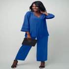 Stretch Knit Mesh Inset Sleeve Tunic image number null