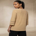 Stretch Knit Mesh Inset Sleeve Tunic image number null