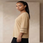 Stretch Knit Mesh Inset Sleeve Tunic image number null