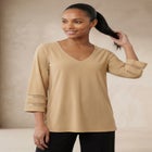 Stretch Knit Mesh Inset Sleeve Tunic image number null