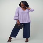 Stretch Knit Mesh Inset Sleeve Tunic image number null