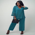 Stretch Knit Mesh Inset Sleeve Tunic image number 0