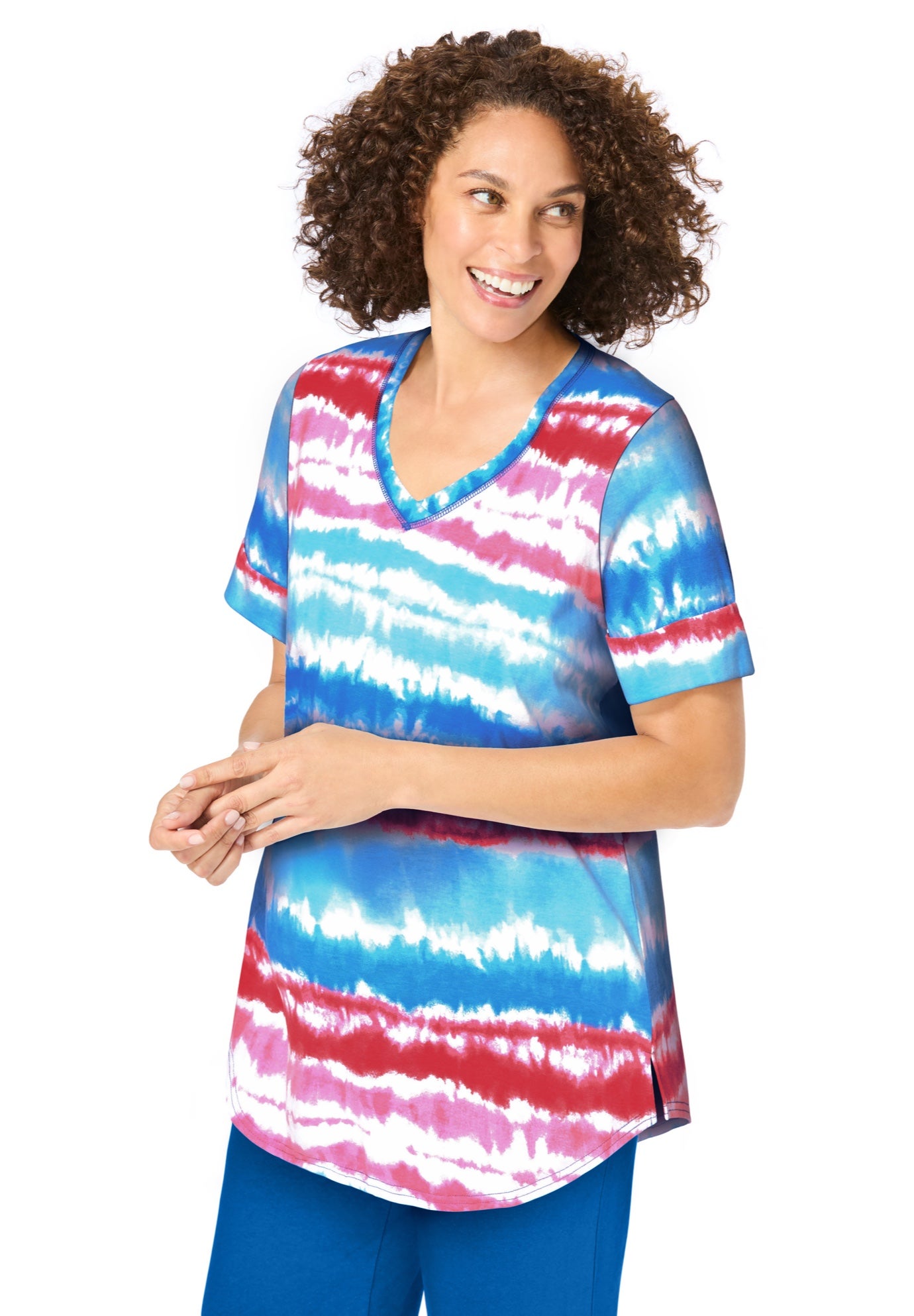 Two-Piece V-Neck Tunic & Capri Set image number 2