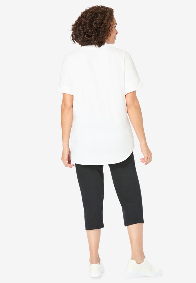 Two-Piece V-Neck Tunic & Capri Set image number 1