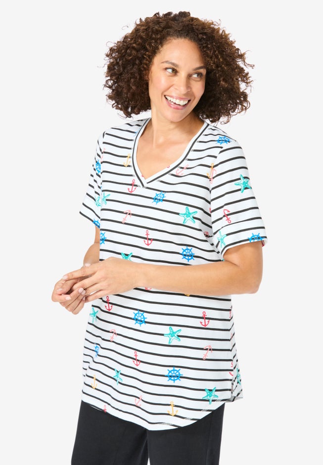 Two-Piece V-Neck Tunic & Capri Set image number 3