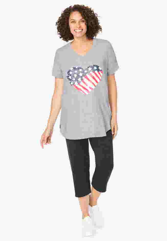 Two-Piece V-Neck Tunic & Capri Set image number 0