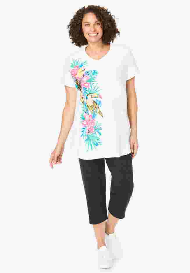Two-Piece V-Neck Tunic & Capri Set image number 0