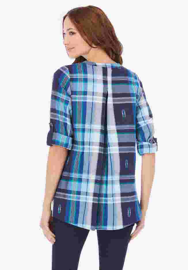 Soft Plaid Button-Up Big Shirt image number 1