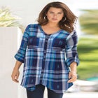 Soft Plaid Button-Front Shirt image number null