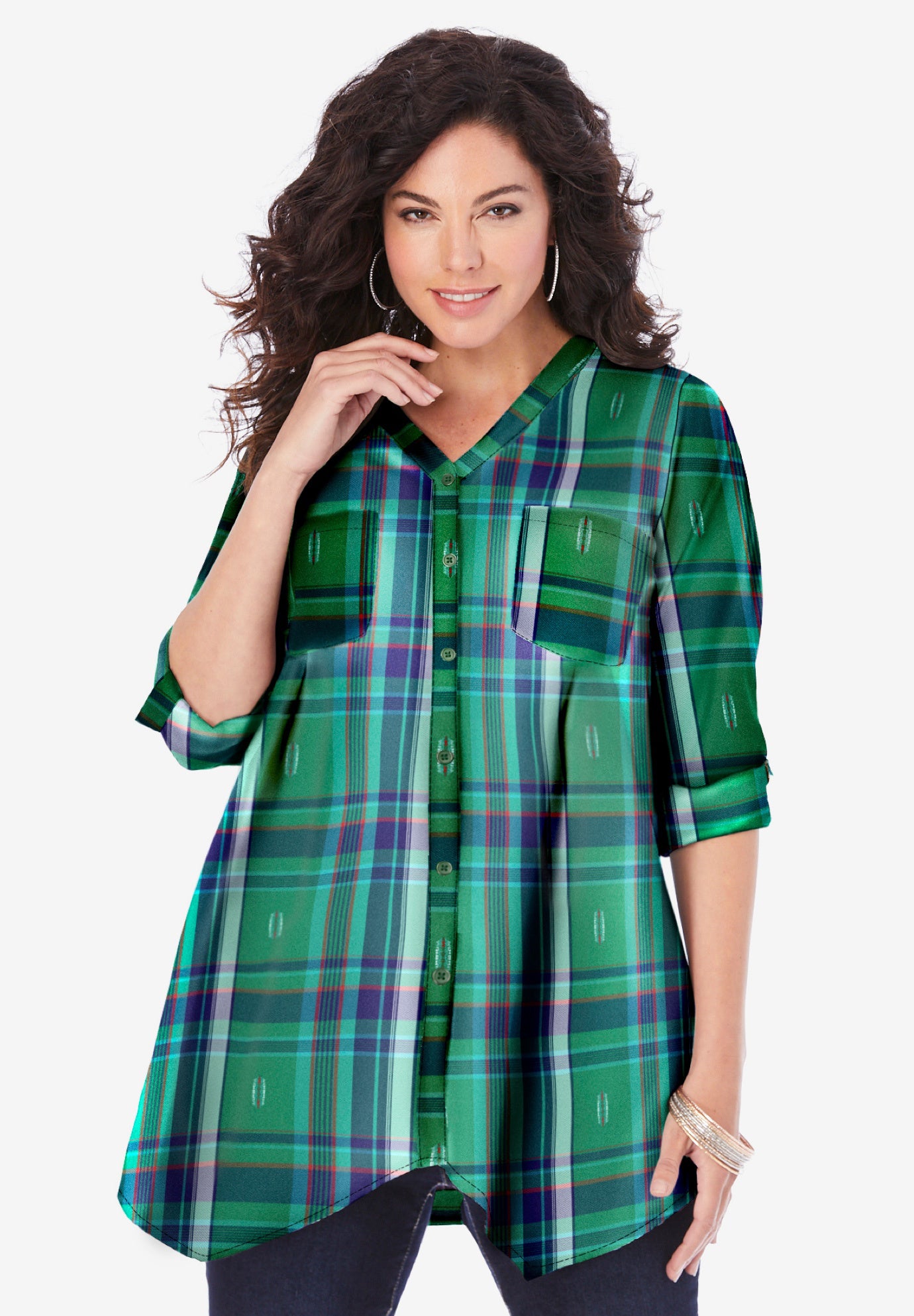 Soft Plaid Button-Front Shirt image number 0
