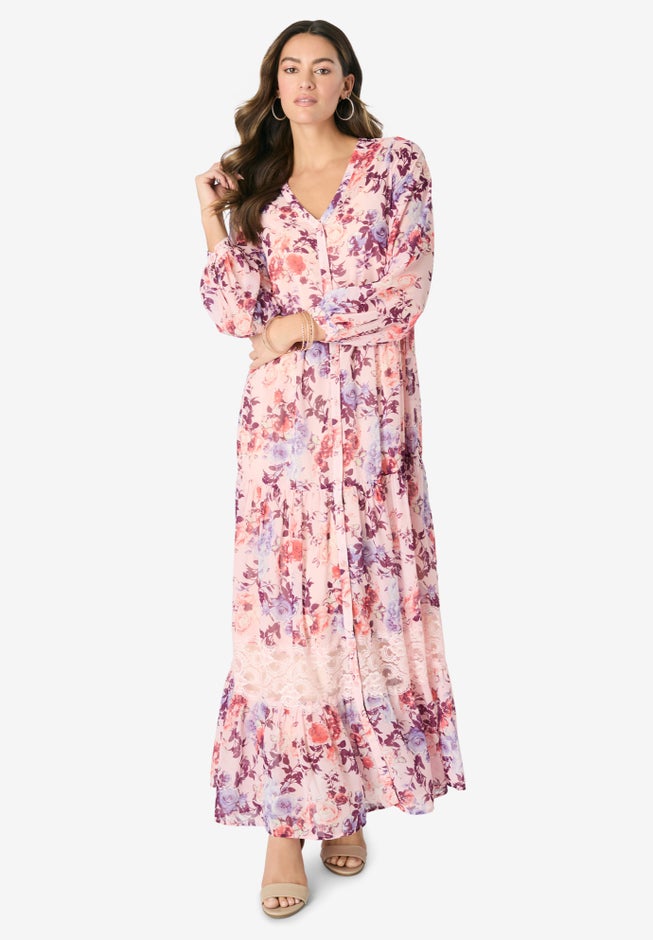 Lace Tiered Maxi Dress image number 0