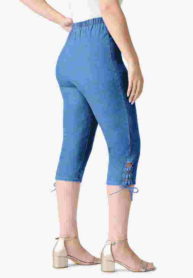 Comfort Stretch Lace Up Capri Jean image number 2