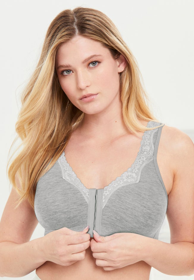 Catherines Front-Close Cotton Comfort Bra image number 5