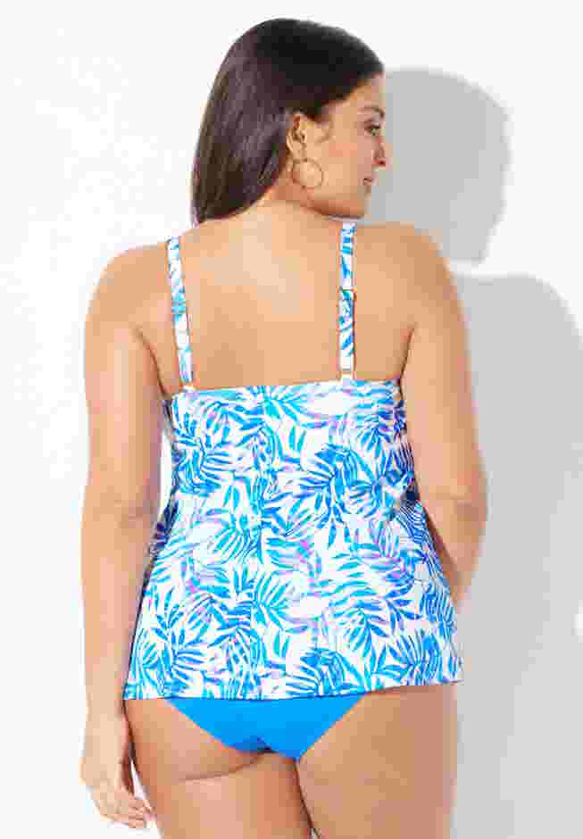 Bra Sized Faux Flyaway Underwire Tankini Top image number 1