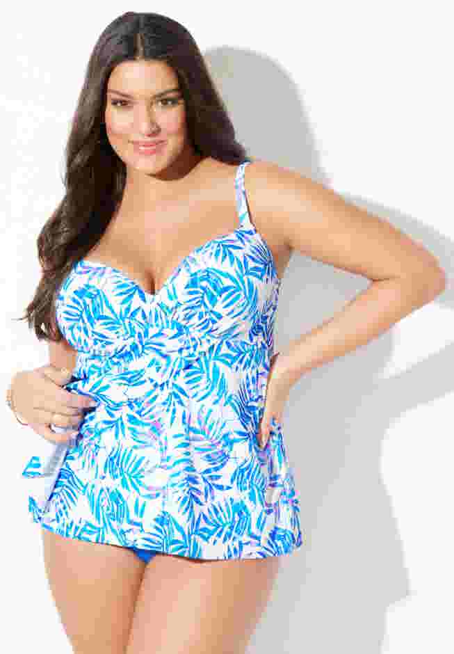 Bra Sized Faux Flyaway Underwire Tankini Top image number 3