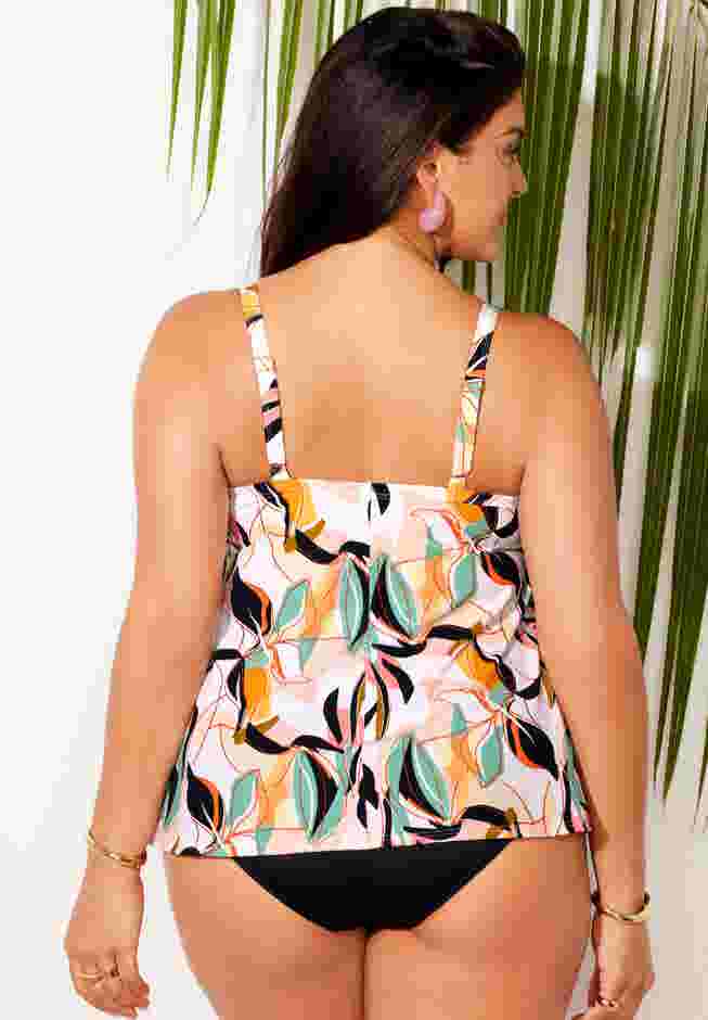Bra Sized Faux Flyaway Underwire Tankini Top image number 1
