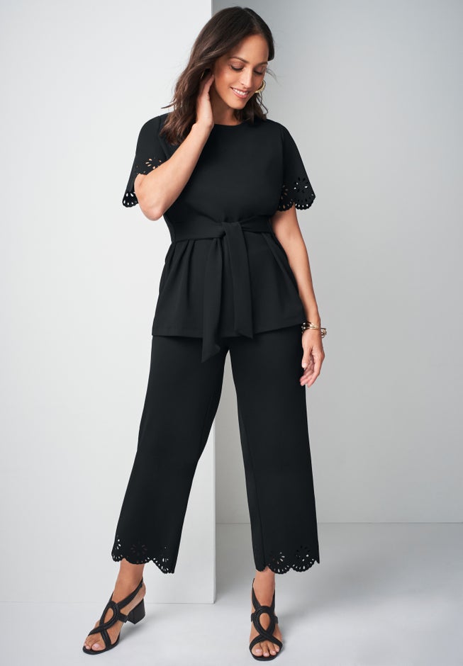 Stretch Knit Crepe Laser Cut Set image number 0