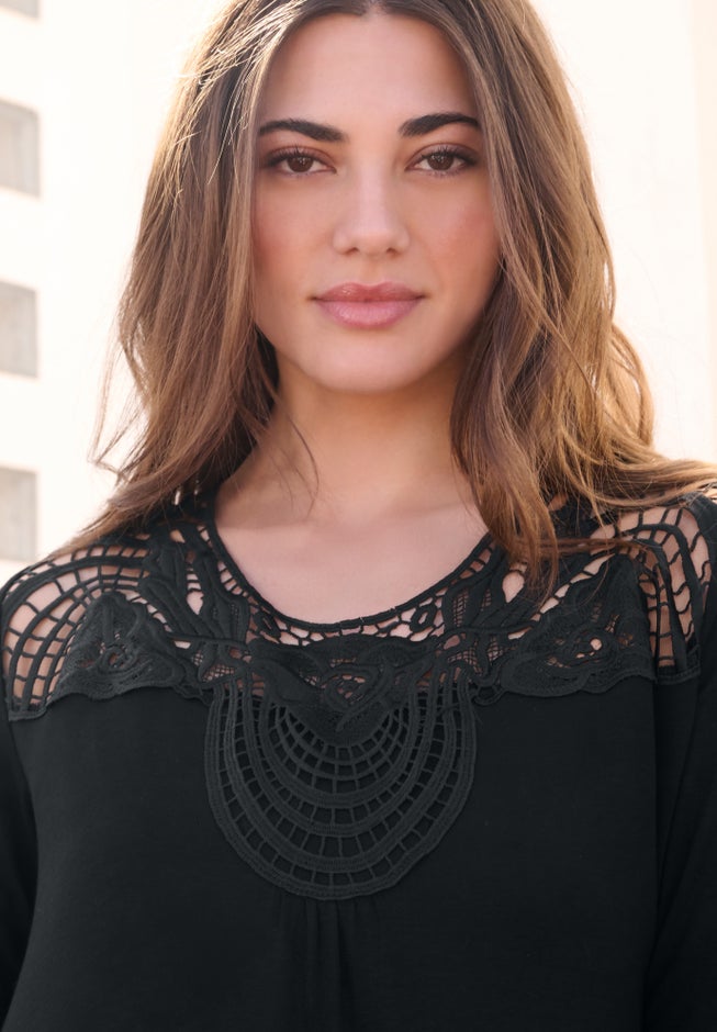 Lace Embellished Swing Ultra Femme Top image number 1