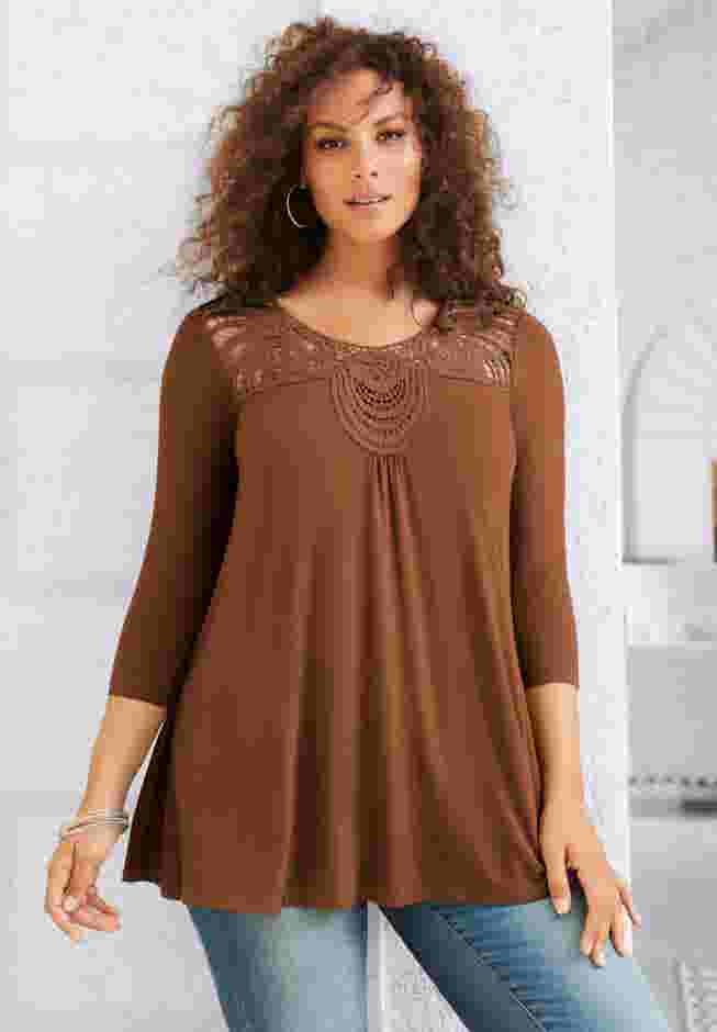 Lace Embellished Swing Ultra Femme Top image number 0