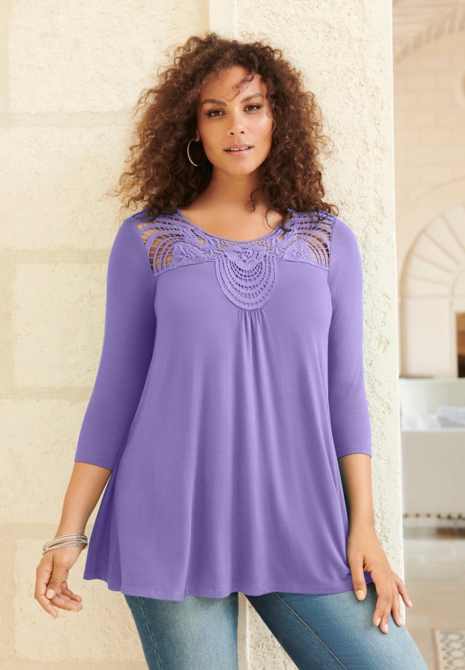 Lace Embellished Swing Ultra Femme Top image number 4