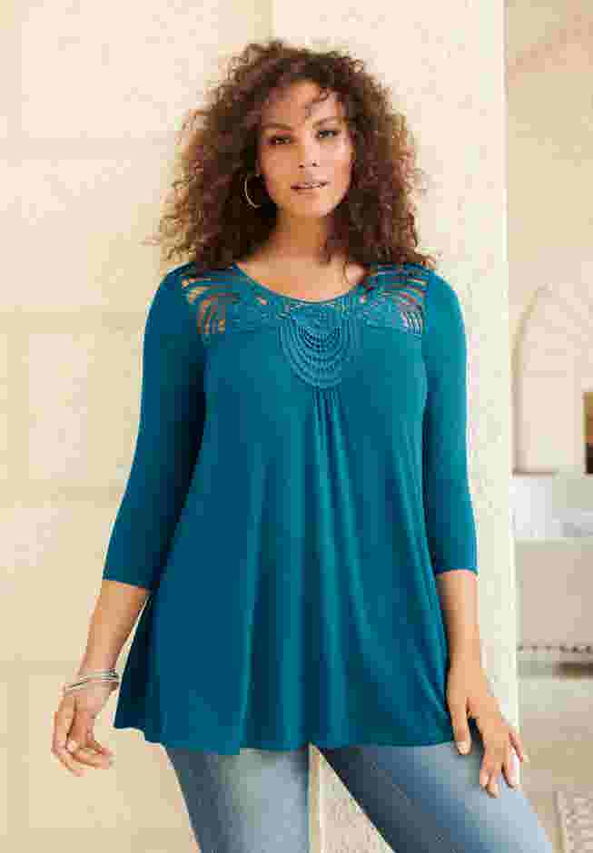 Lace Embellished Swing Ultra Femme Top image number 5