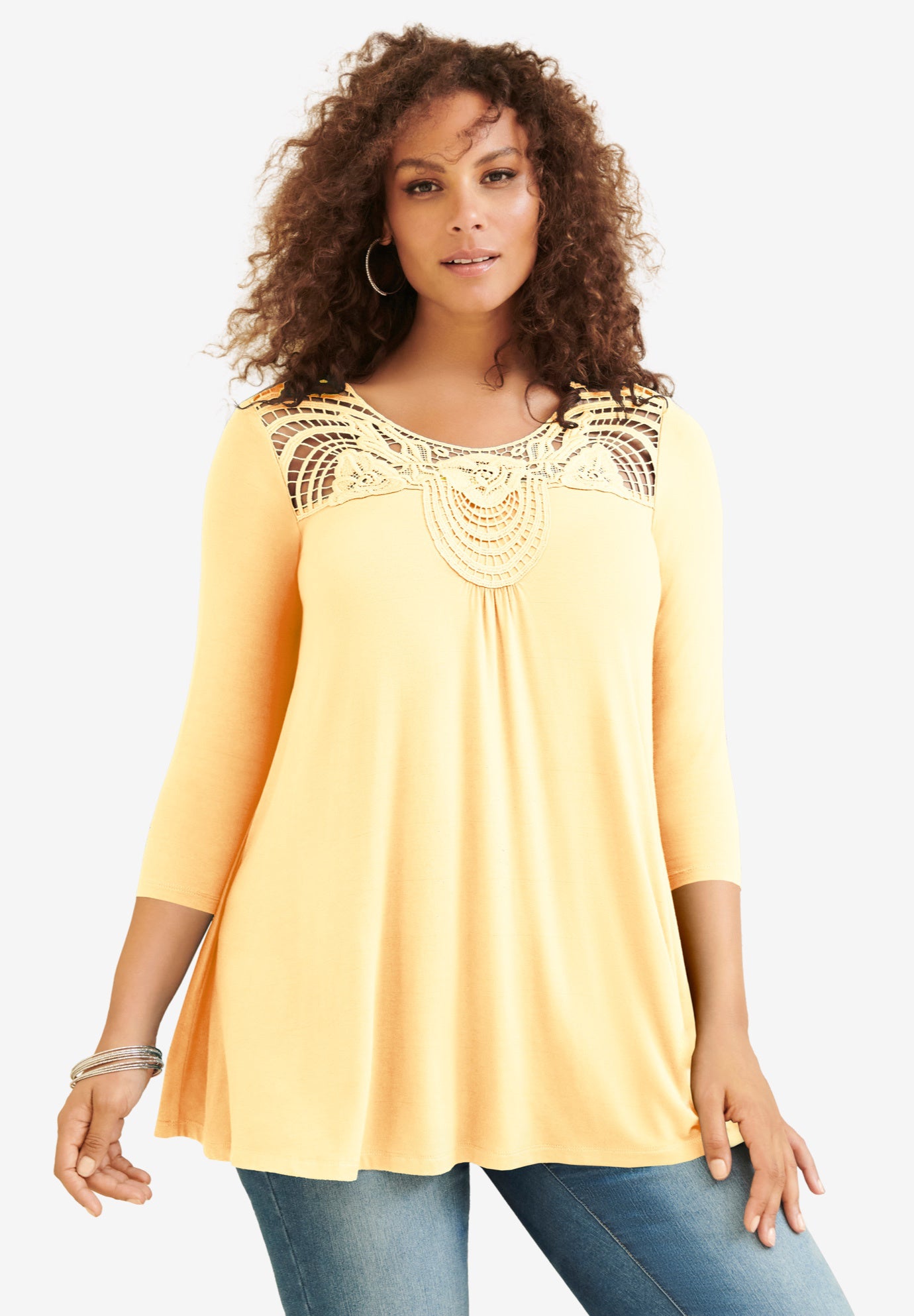 Lace Embellished Swing Ultra Femme Top image number 0