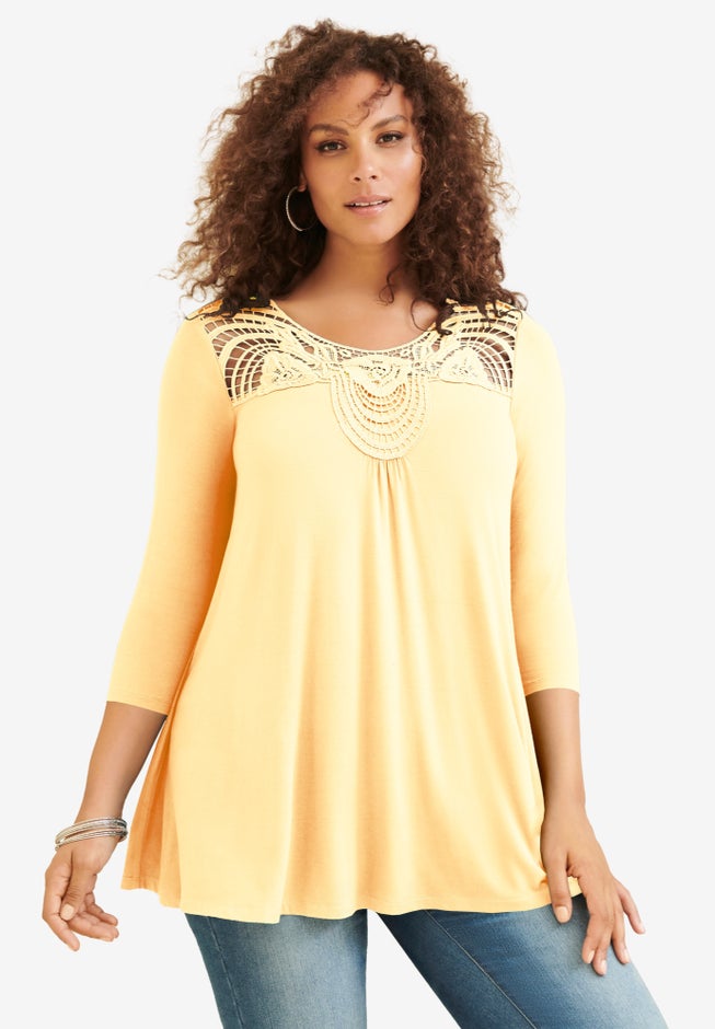 Lace Embellished Swing Ultra Femme Top image number 0