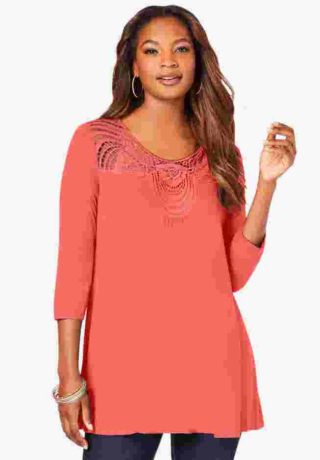 Lace Embellished Swing Ultra Femme Top image number 0