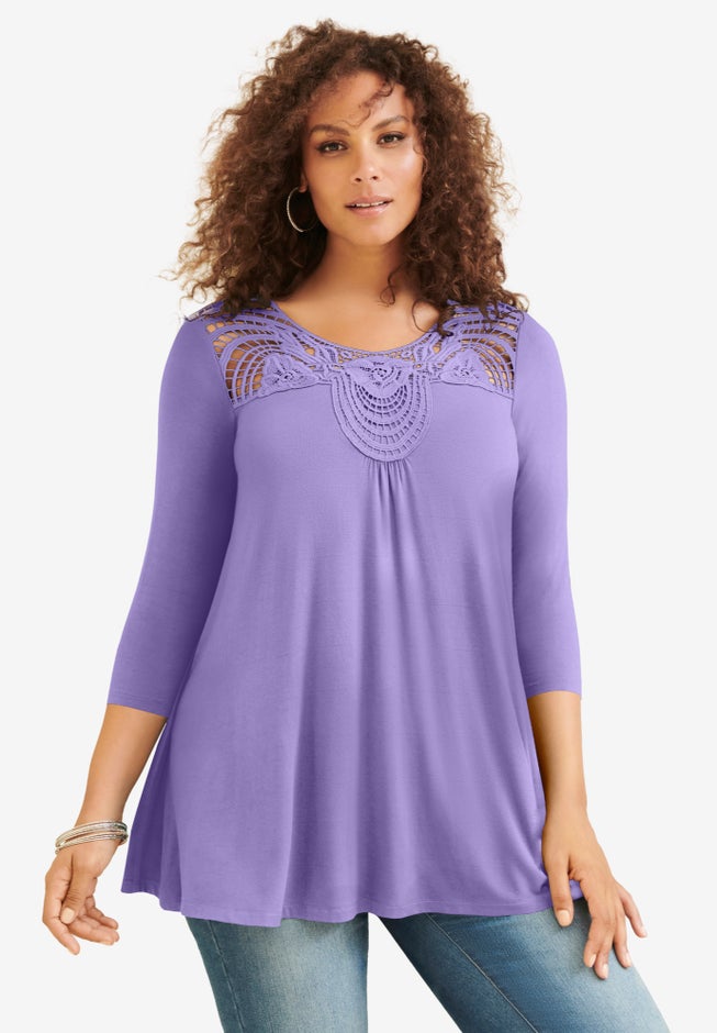 Lace Embellished Swing Ultra Femme Top image number 0