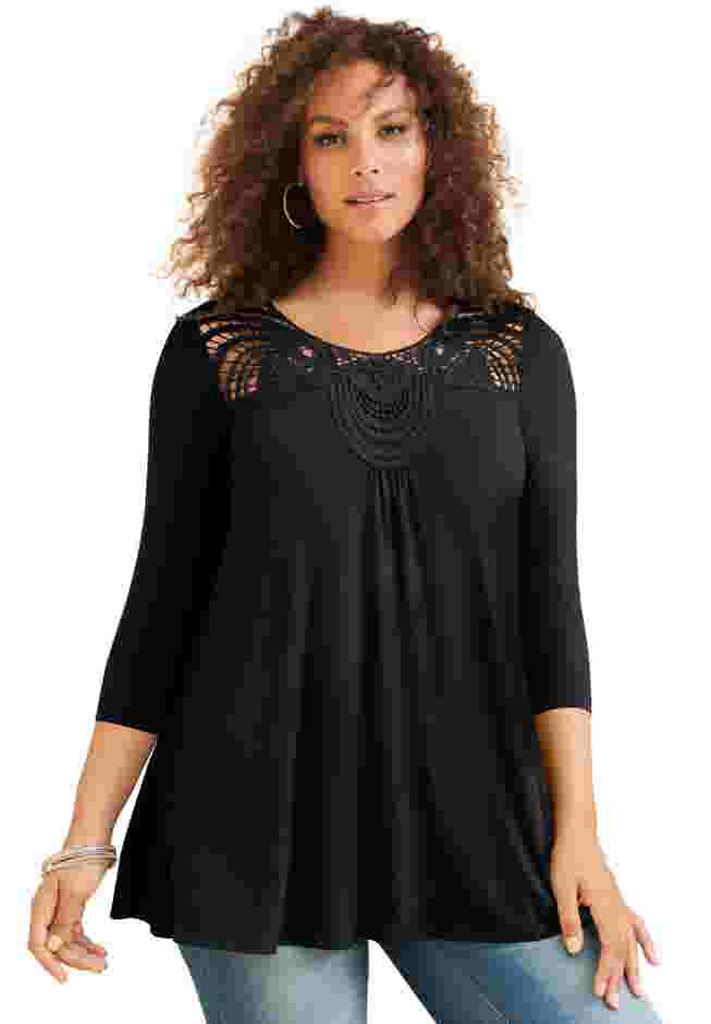 Lace Embellished Swing Ultra Femme Top image number 0
