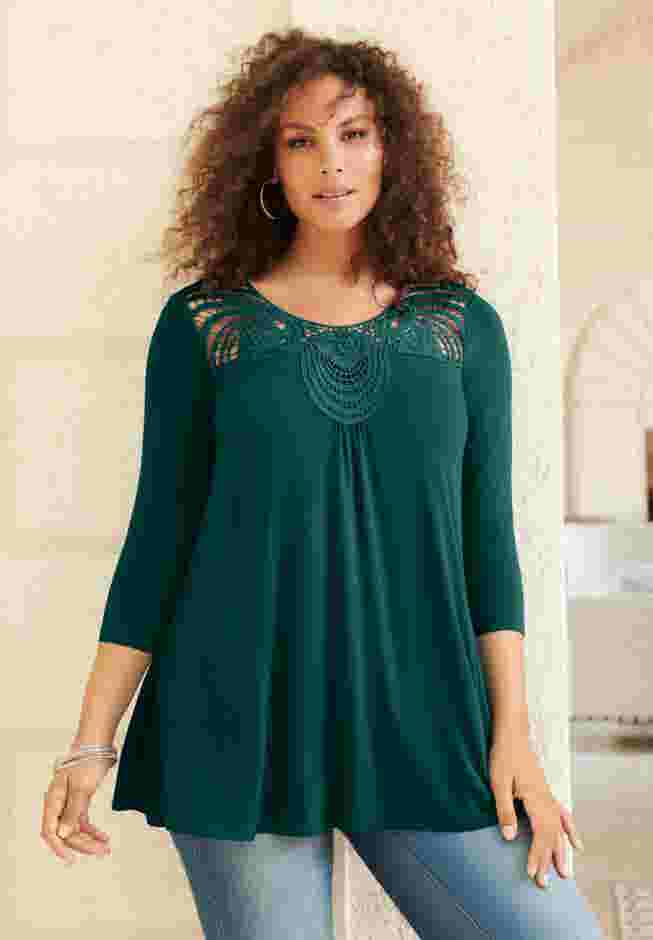 Lace Embellished Swing Ultra Femme Top image number 0