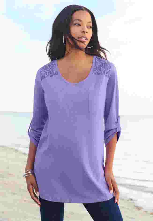 Textured Lace Trimmed Tunic image number 0